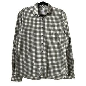 Johnnie-O Shirt Men Medium Green Hyat Hangin' Out Gingham Cotton Flannel Western